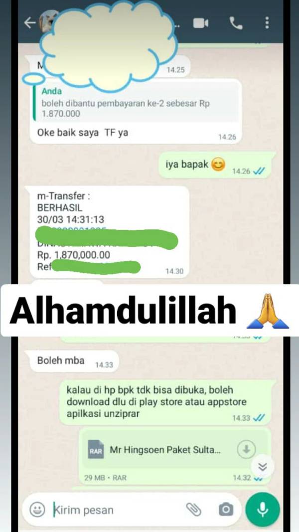 Testimoni bukti transfer 32