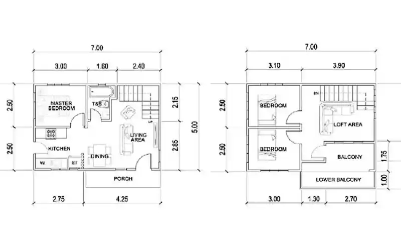 Denah 5x7 dengan Konsep Mezzanine